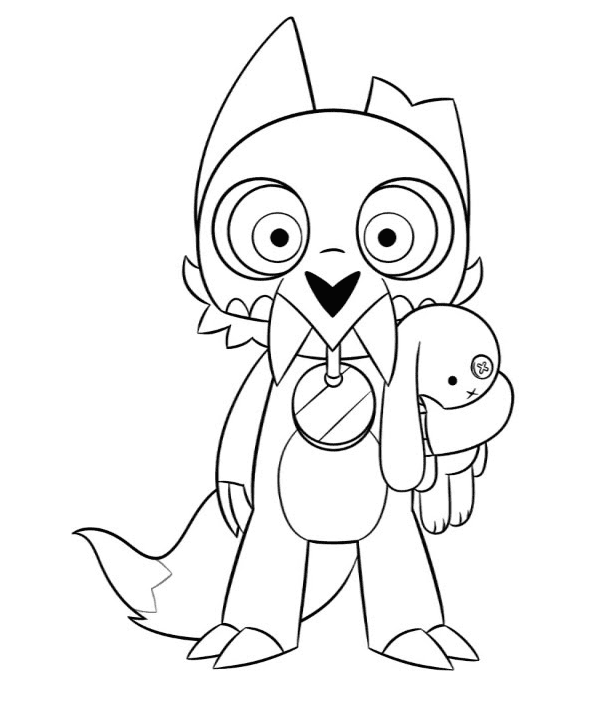 King with a plush Toy Coloring Page