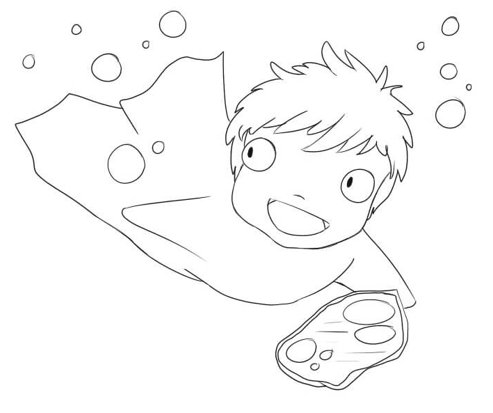 Lovely Ponyo Coloring Page