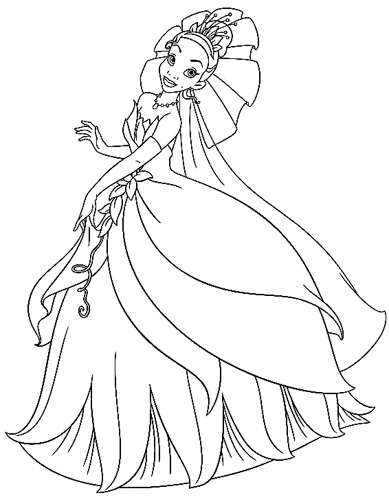Lovely Princess Tiana Coloring Pages