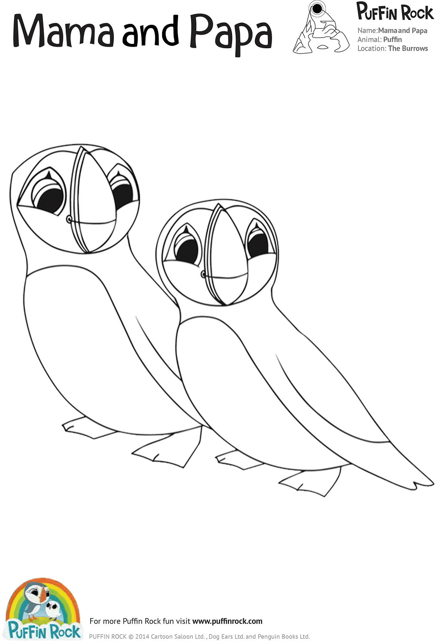 Mama and Papa from Puffin Rock Coloring Page