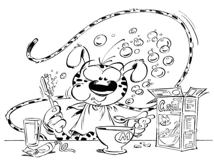 Marsupilami Having Breakfast Coloring Pages