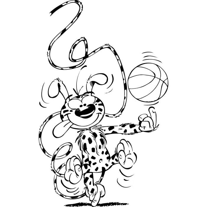 Marsupilami plays Basketball Coloring Pages