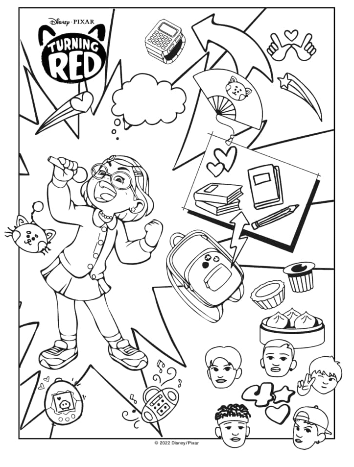 Mei Lee Singing from Turning Red Coloring Page