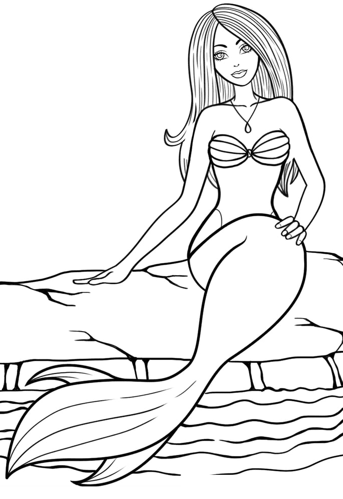 Mermaid for Kids Coloring Page