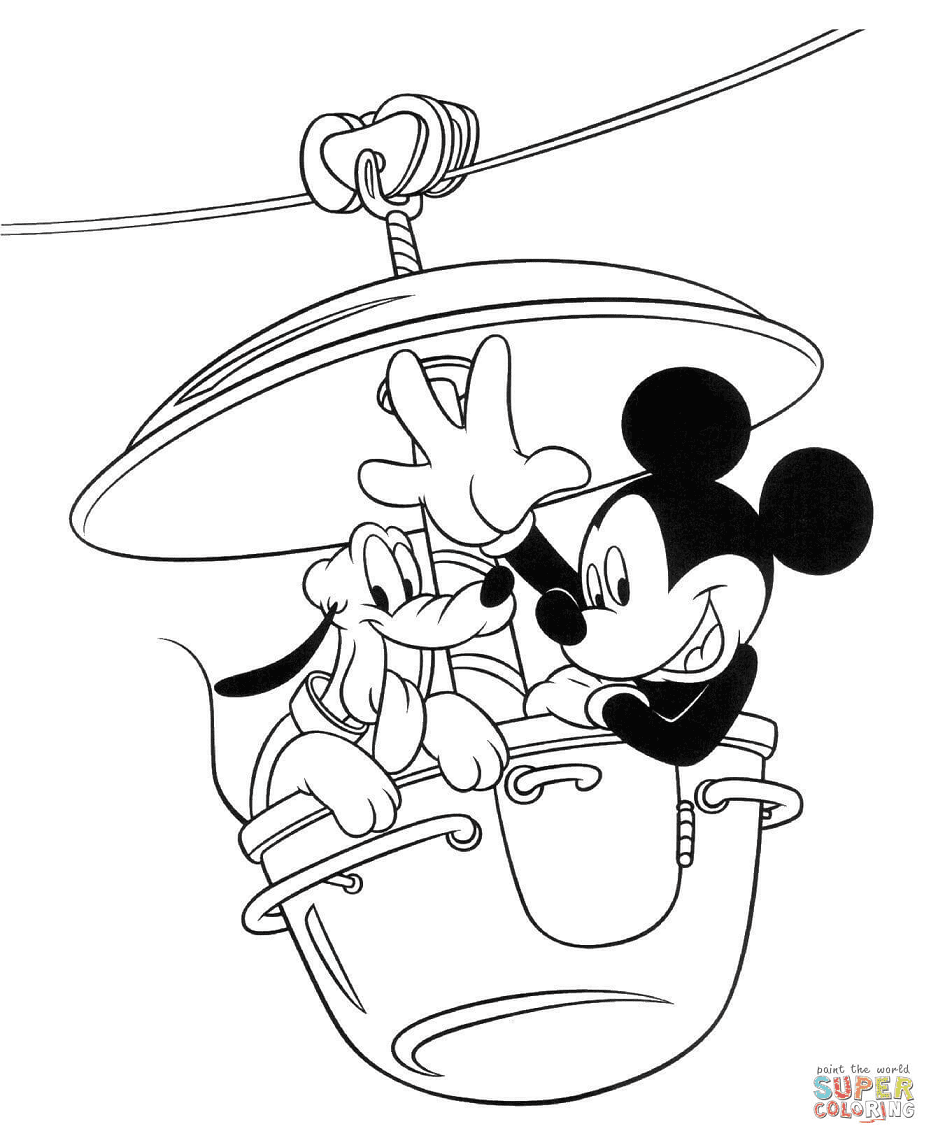 Mickey With Pluto Coloring Pages