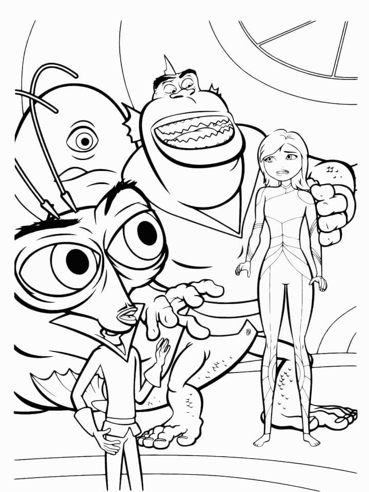 Monsters vs Aliens Free Coloring Page
