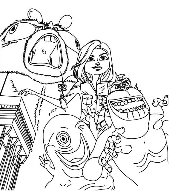 Monsters vs Aliens Printable Coloring Page
