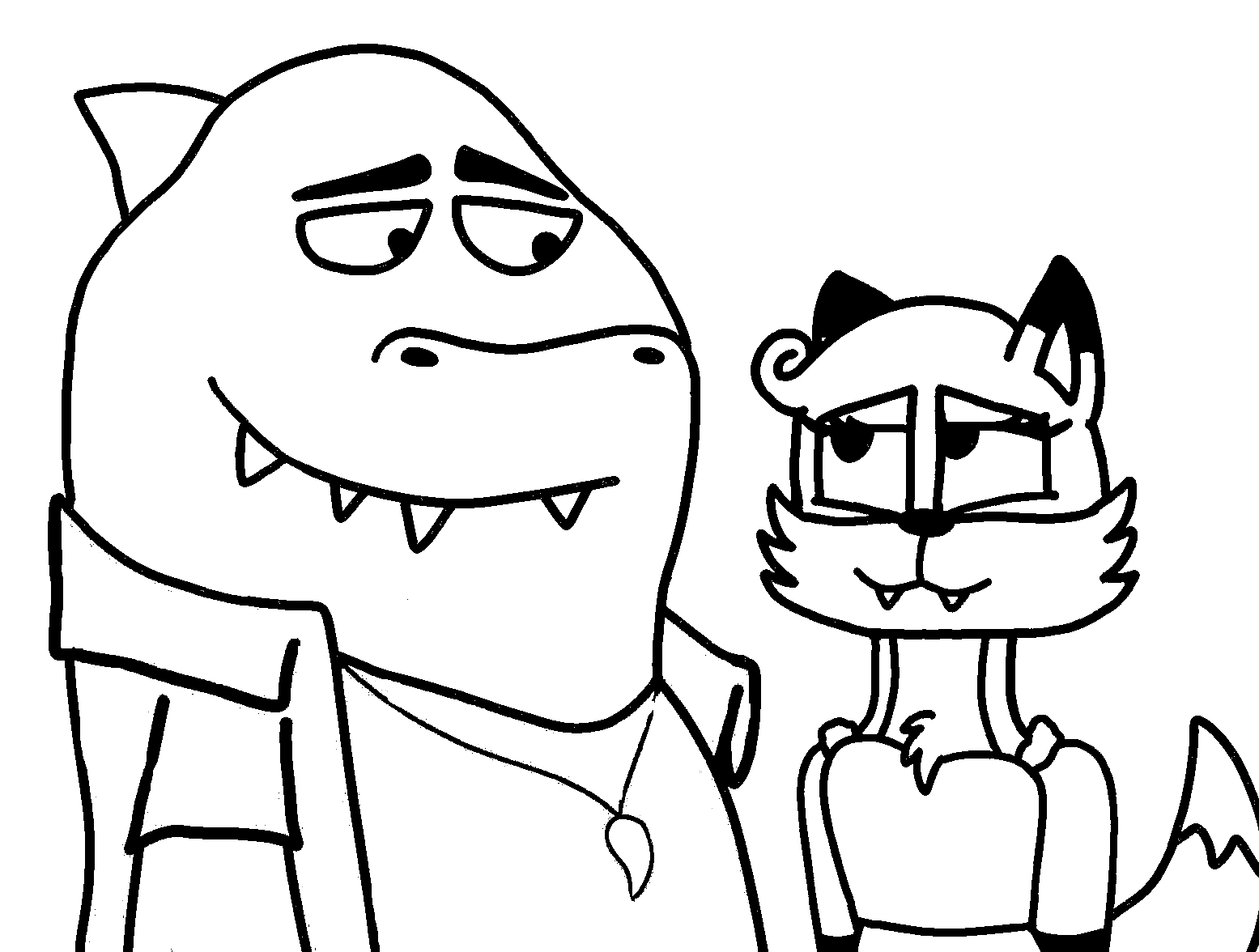 Mr Shark and Ms Foxy Coloring Page