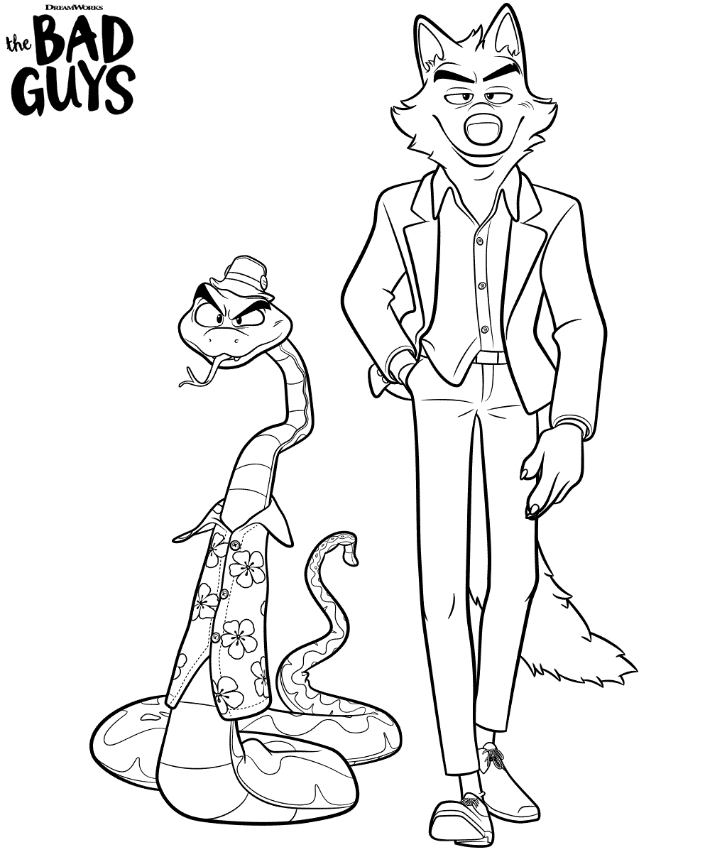 Mr. Snake and Mr. Wolf from Bad Guys Coloring Pages