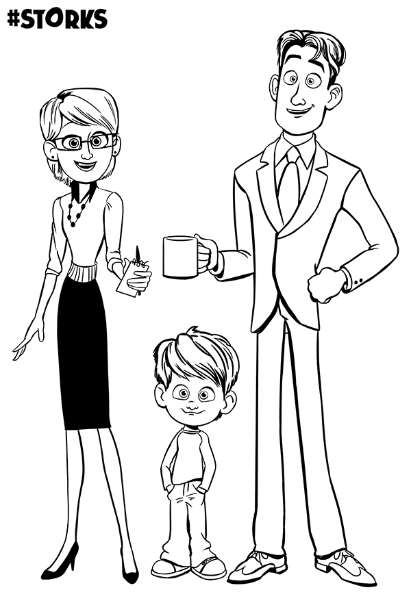 Mr. and Mrs. Gardner with Nate Gardner Coloring Page