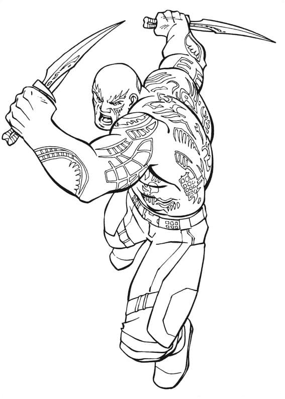 Muscular Drax the Destroyer Coloring Page