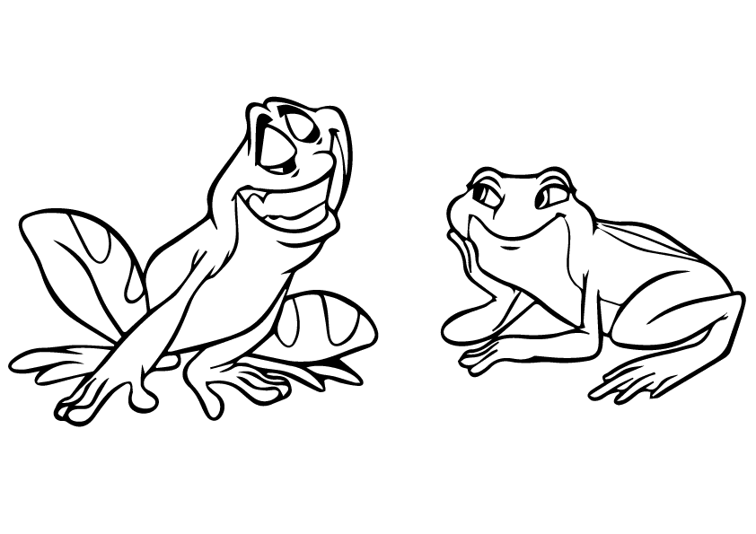 Naveen and Tiana as Frogs Coloring Page
