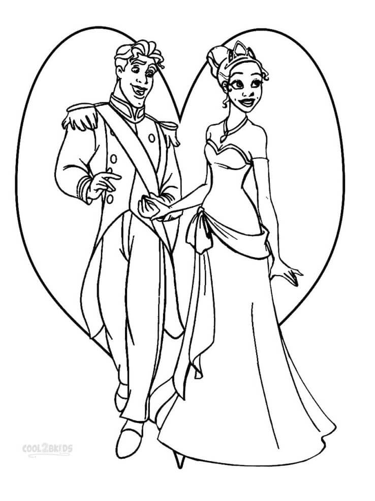Naveen and Tiana Coloring Pages