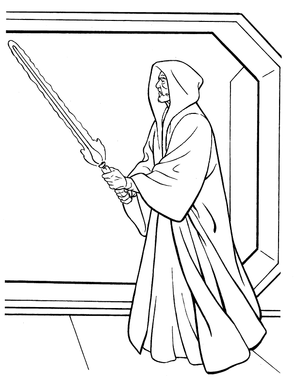 Página para colorir grátis de Obi Wan Kenobi