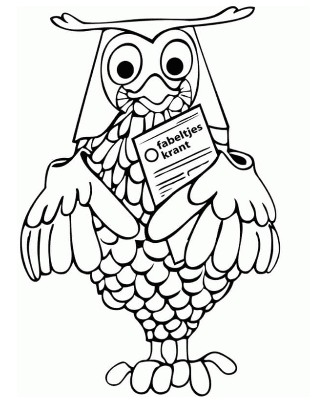 Owl brought mail Coloring Page