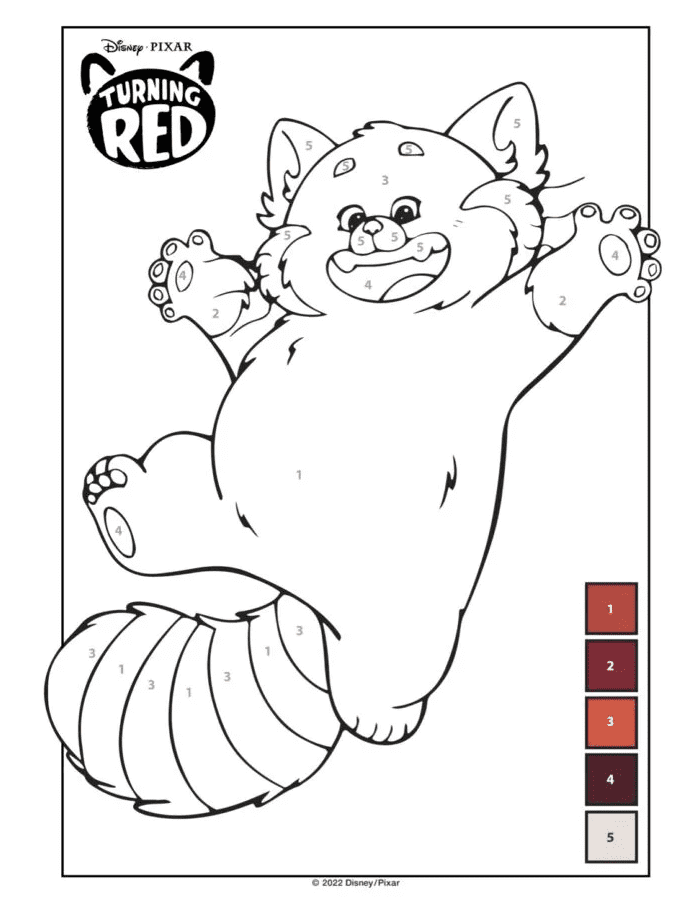 Panda Mei Lee Color by Numbers Coloring Page