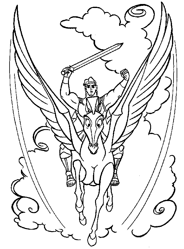 Pegasus With Hercules Coloring Page