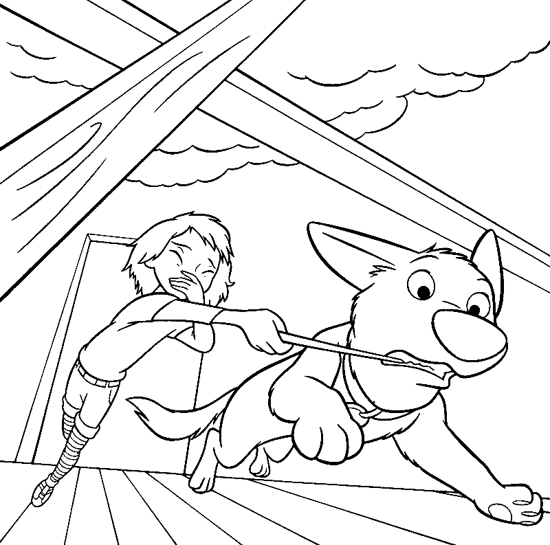 Penny with Bolt Coloring Pages