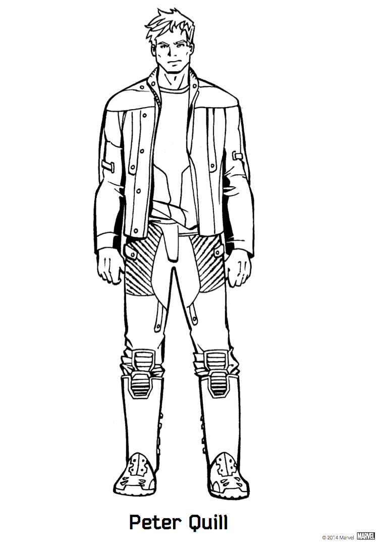 Peter Quill from Guardians of the Galaxy Coloring Page