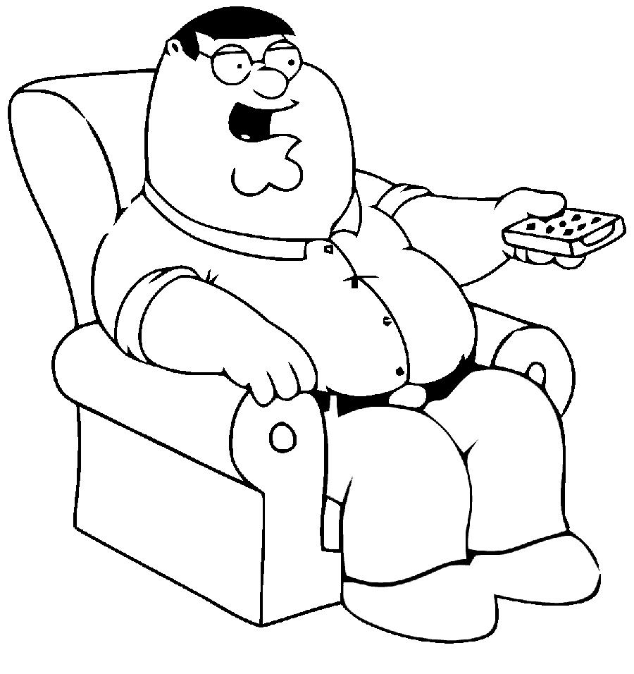 Peter Using TV Remote Coloring Pages