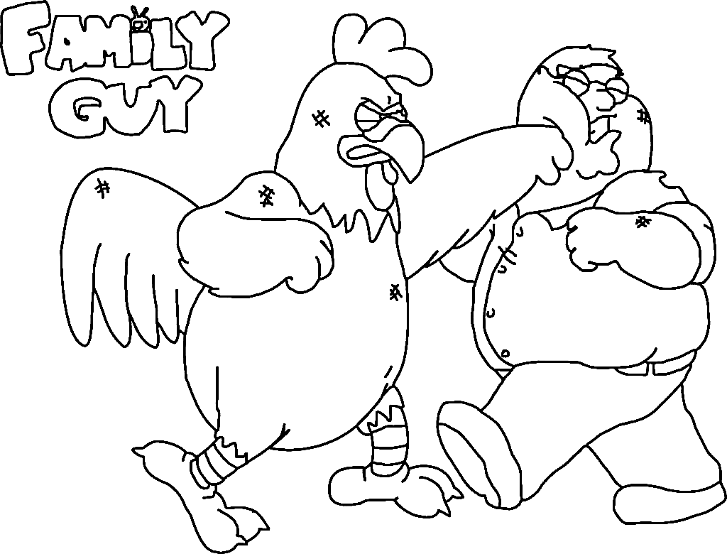 Peter et Chicken se battent de Family Guy