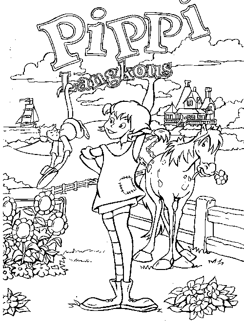 Pippi con cavallo e scimmia da Pippi Calzelunghe