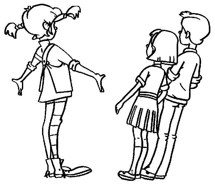 Pippi with Tommy and Annika Coloring Page