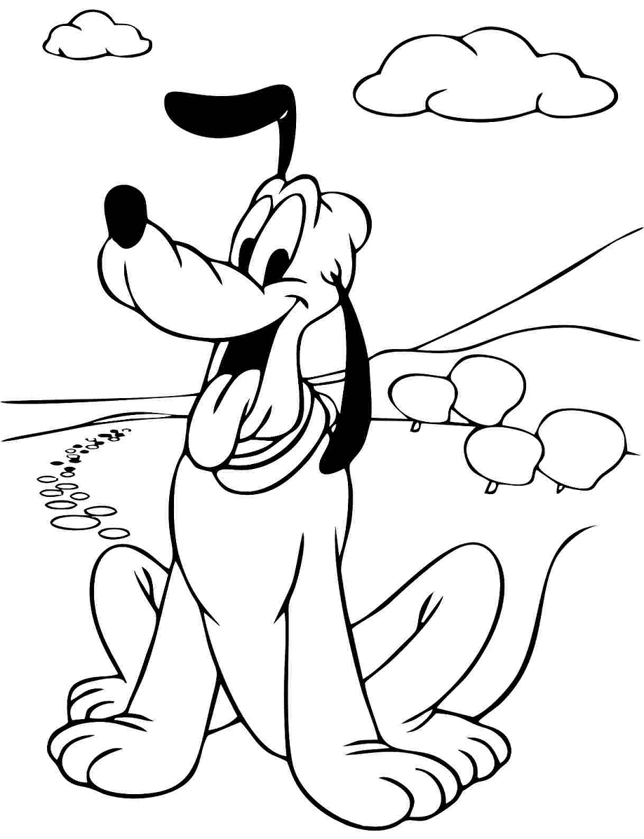Pluto Disney Cartoon Coloring Page