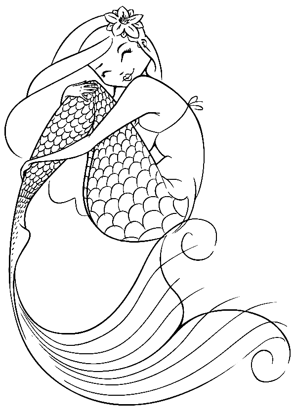 Pretty Mermaid for Kids Coloring Page