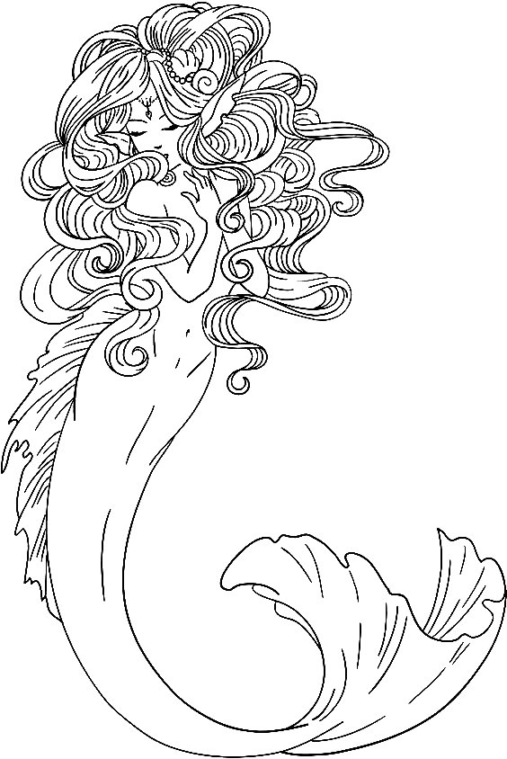 Pretty Mermaid Coloring Page