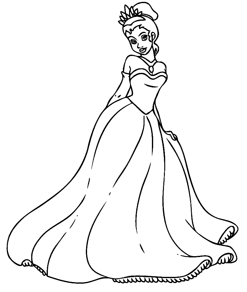 Pretty Princess Tiana Coloring Pages