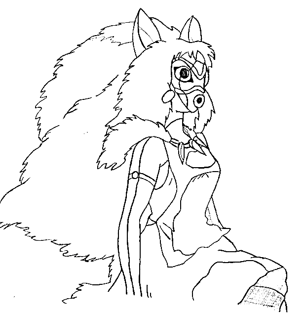 Princess Mononoke Free Printable Coloring Page