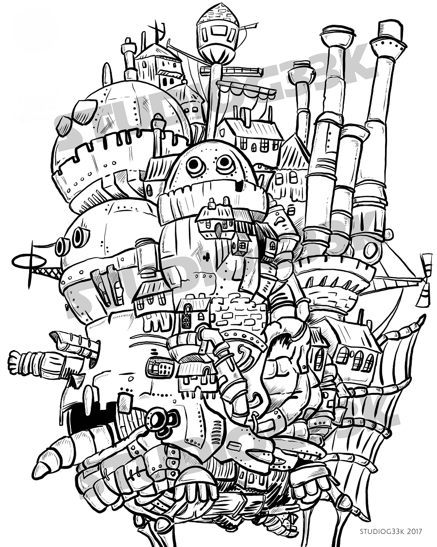 Printable Howl’s Moving Castle Coloring Page