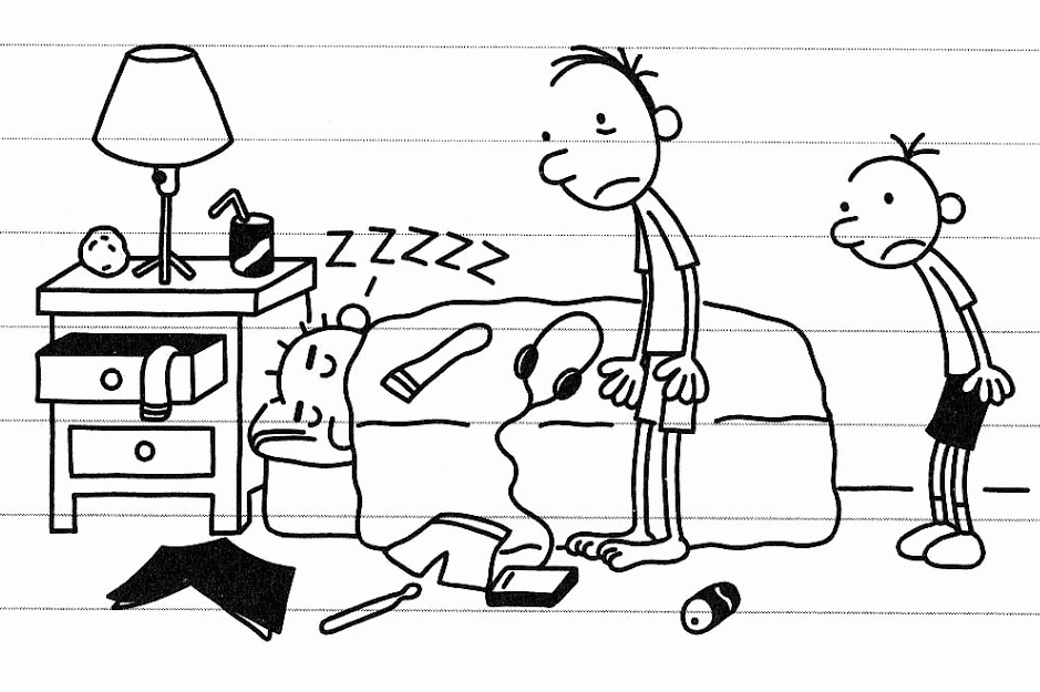 Rodrick Heffley, Frank Heffley and Greg Heffley Coloring Page