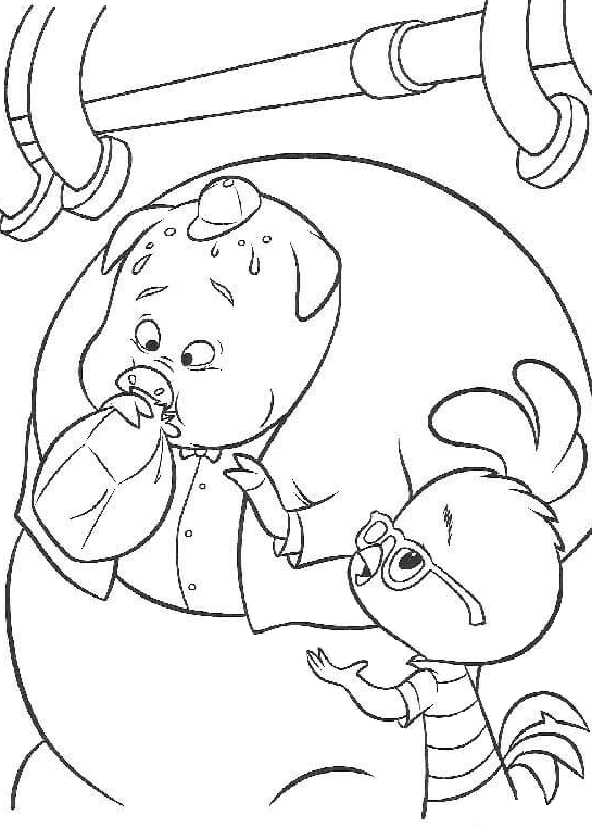 Runt Blows up a balloon Coloring Page