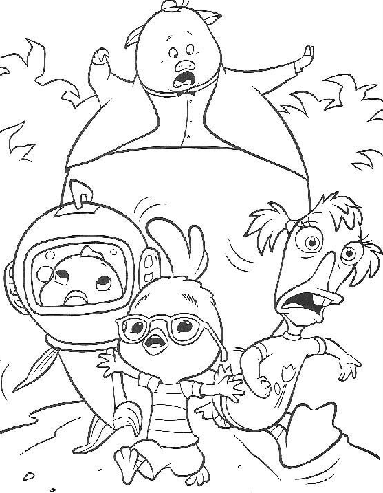 Runt, Fish Out Of The Water, Abbey And Chicken Little Coloring Page