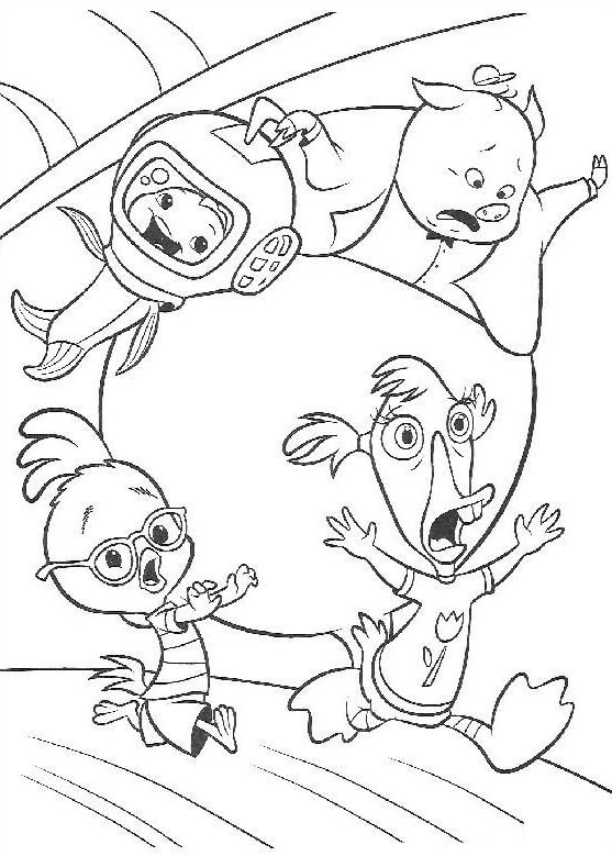 Runt, Fish Out Of The Water, Abbey and Ace Cluck Coloring Page