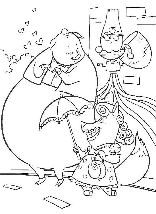 Runt, Foxy Loxy and Alien Coloring Page