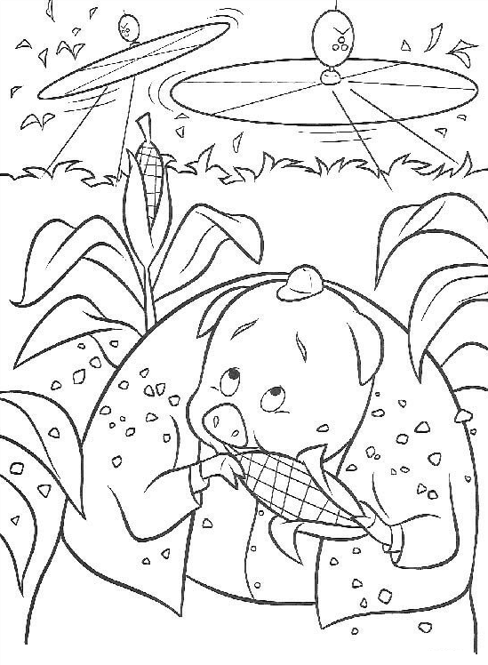 Runt Is Eating A Corn Coloring Page