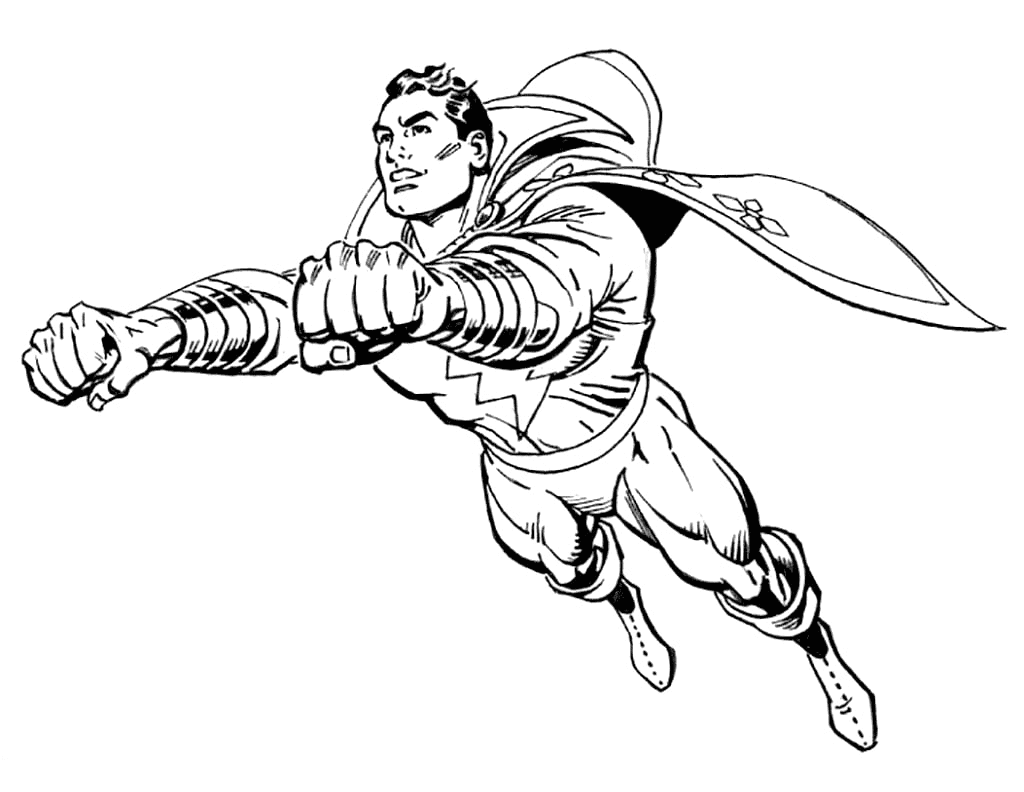 Shazam Flying Coloring Page