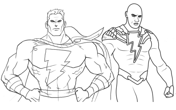 Shazam with Black Adam Coloring Page