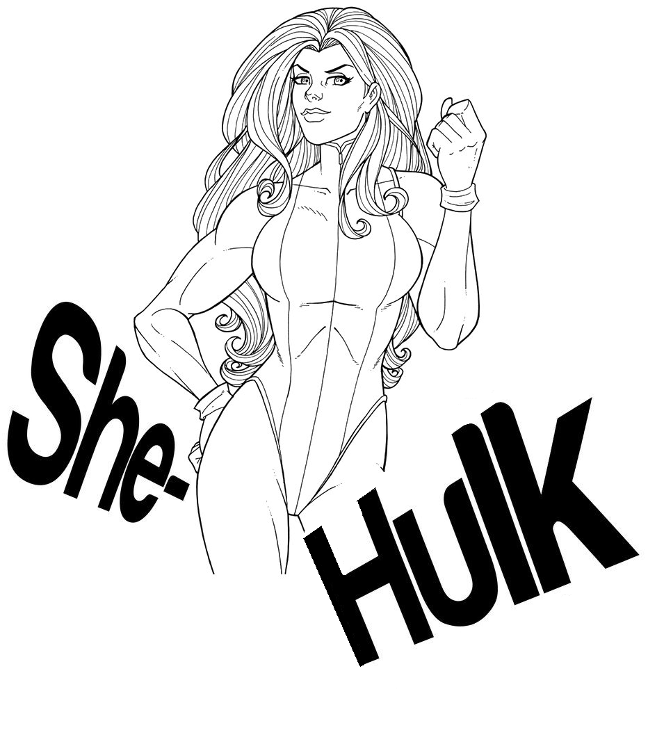 Página para colorir imprimível gratuita da Mulher-Hulk