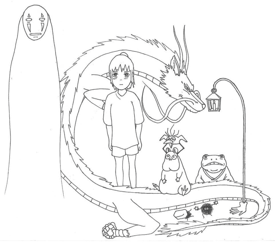 Spirited Away Cartoon Coloring Pages
