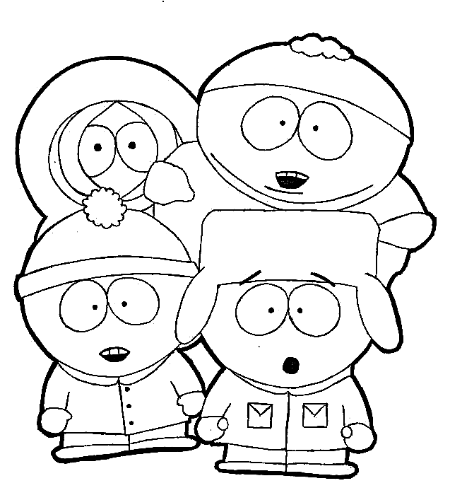 Stan Marsh, Kyle, Kenny and Eric Coloring Page