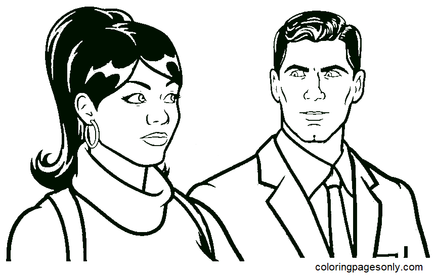 Sterling Archer and Lana Kane Coloring Page