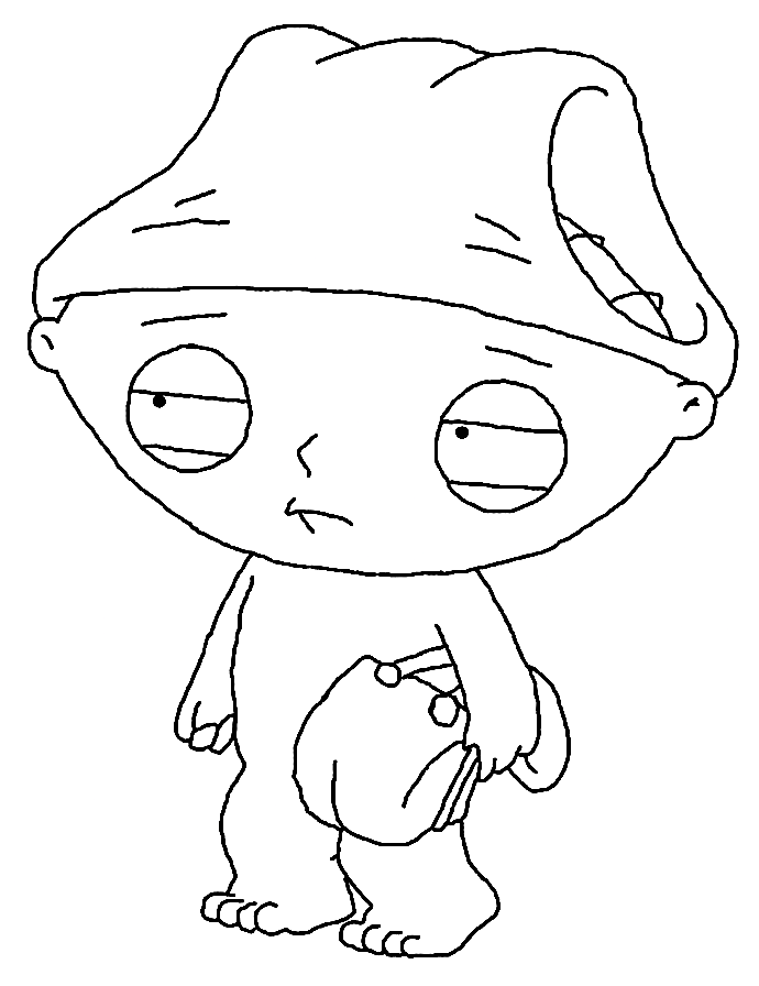 Stewie With Underwear On His Head Coloring Page