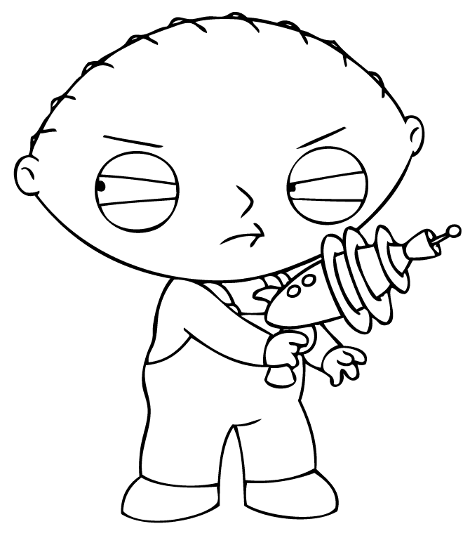 Stewie with Gun Coloring Page