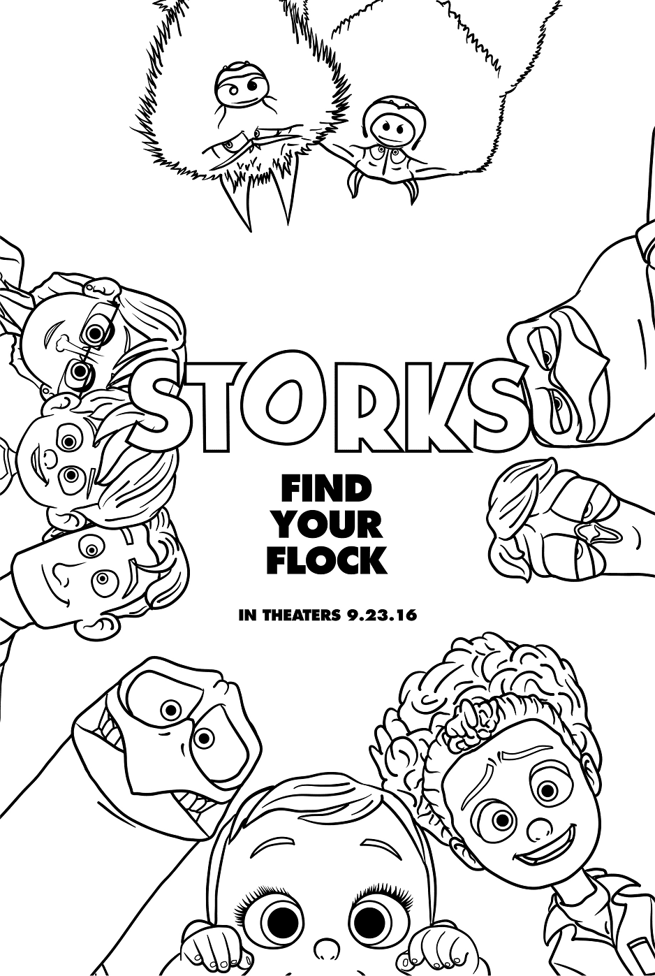 Storks Find Your Flock Coloring Page