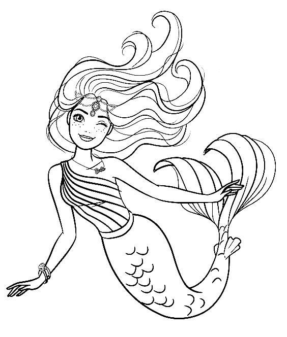 Sweet Mermaid Coloring Page