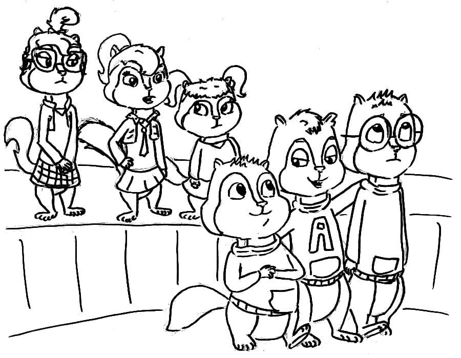 The Chipmunks Free Printable Coloring Page